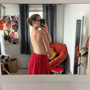 Old Navy Red and Floral Mini Skirt